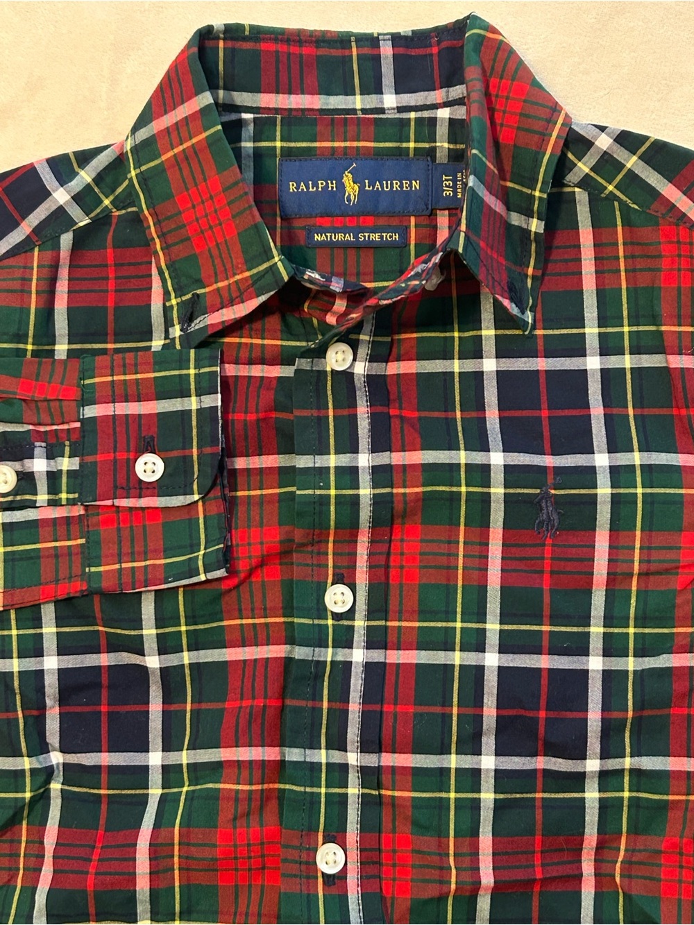 Polo Ralph Lauren Toddler Boys Plaid Button Down Shirt Size 3 3T Holiday Tartan